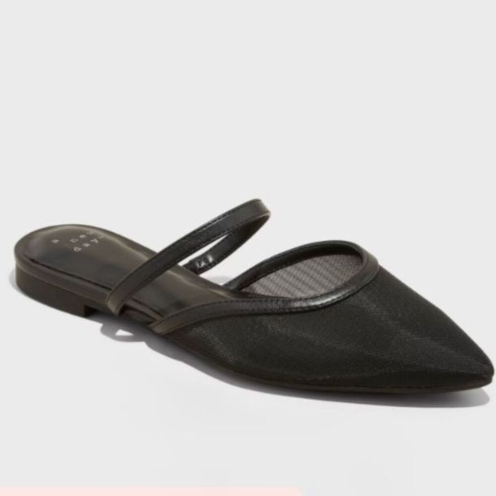 Women's Vienna Mesh Mule Flats - A New Day - Black Size 9.5